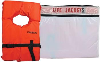 Adult Type II USCG Life Vests w/Bag, Orange, 6-Pack 40000-UNVPK6